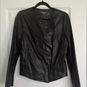 VINCE Black Asymmetrical Leather Jacket